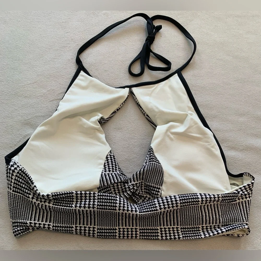 NWT L*Space Black White Plaid Jessy Top Whiplash Bitsy Bottom Bikini Set Size XL